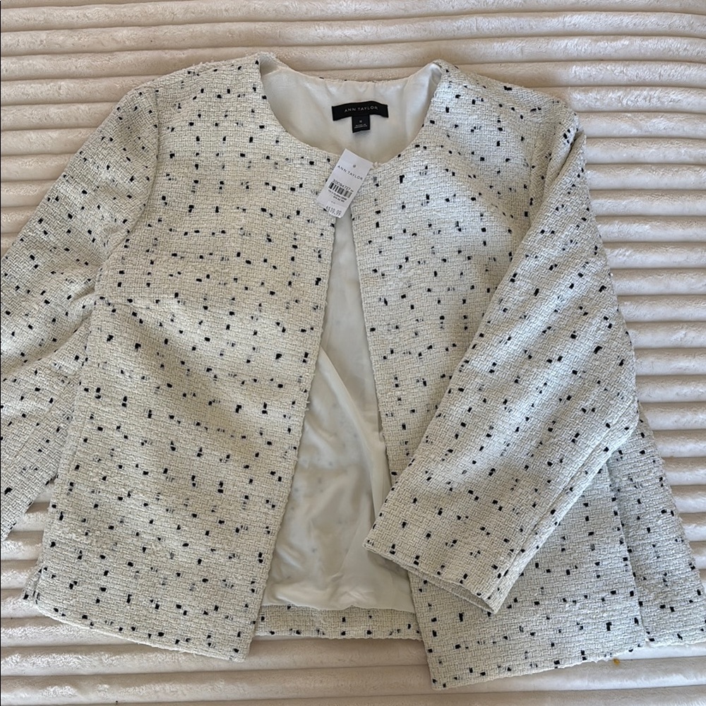 Ann Taylor Cream and Black Polka Dot Blazer